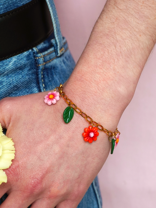 Bracelet fleurs & feuilles