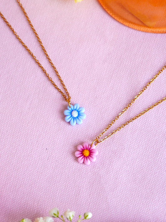Collier pendentif fleur - rose