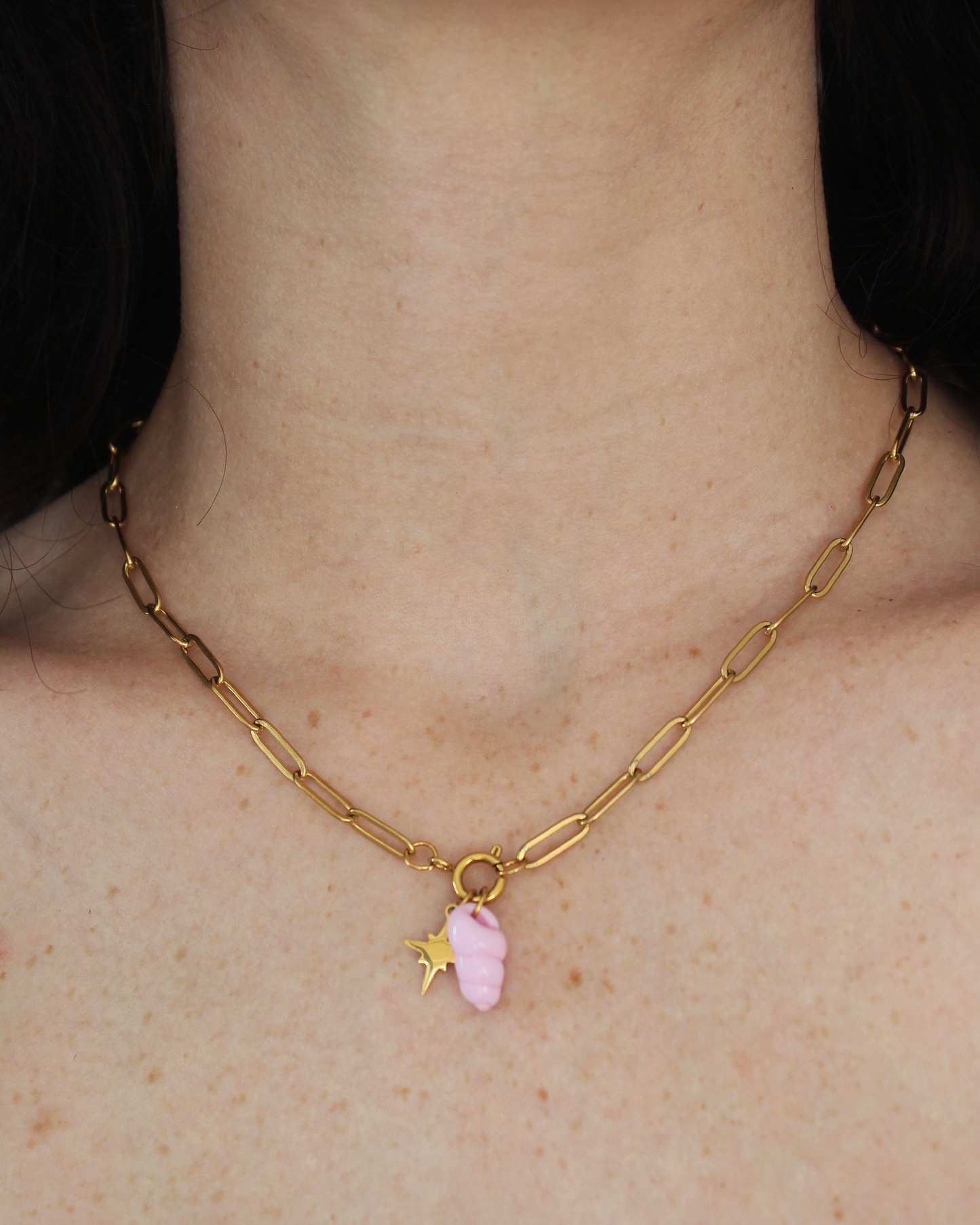 Collier Camélia doré - interchangeable