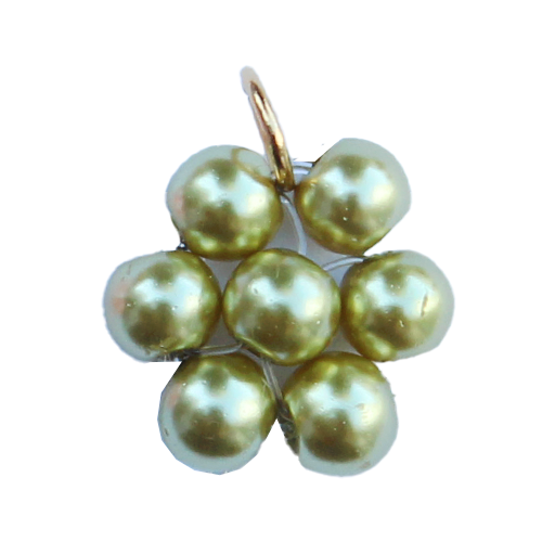 Fleur perles verte
