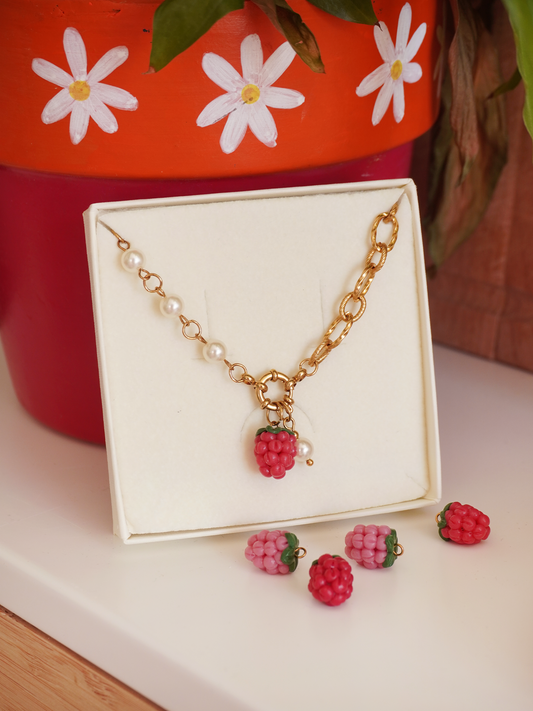 Collier interchangeable framboise