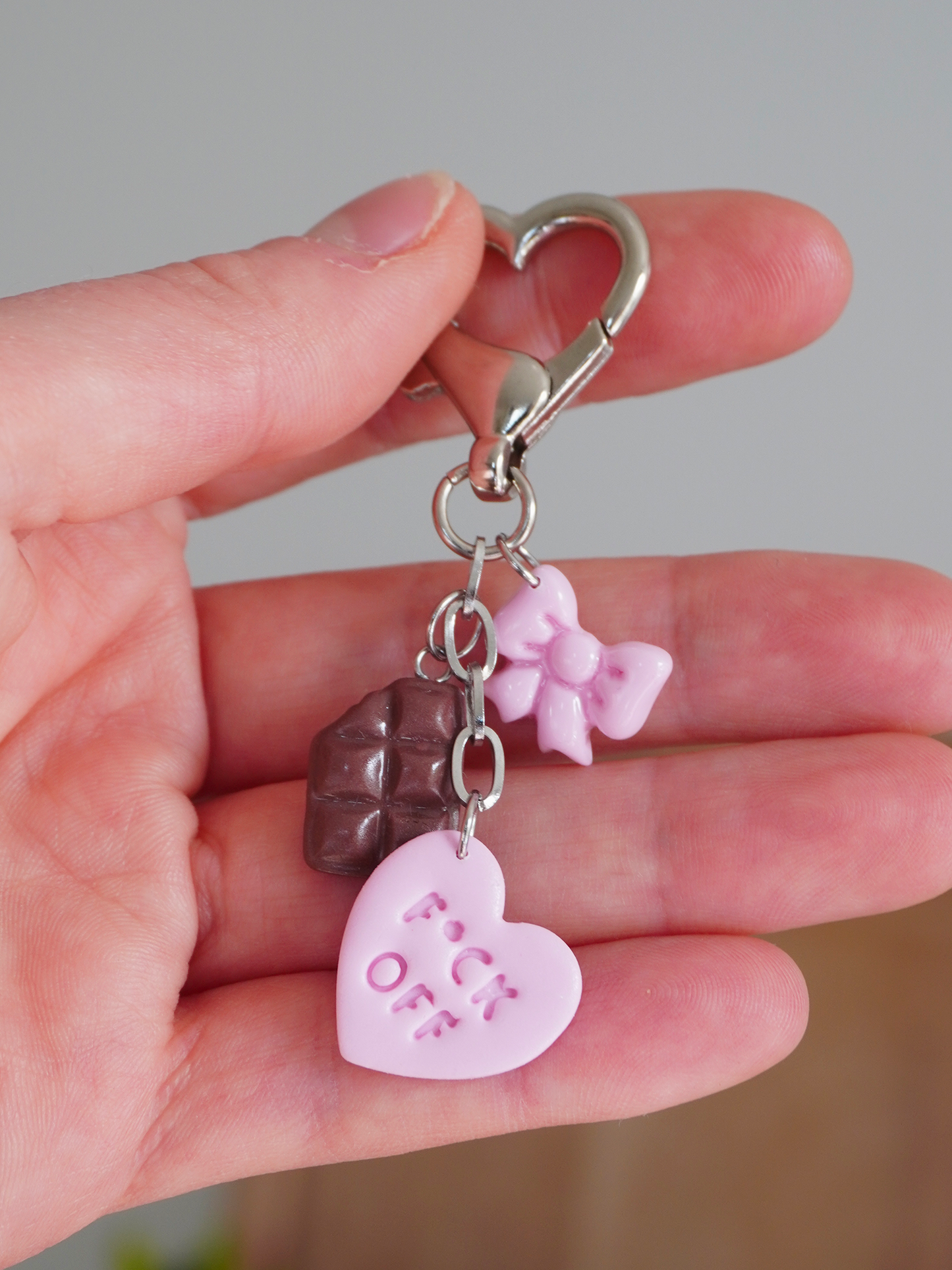 Porte-clés coeur rose