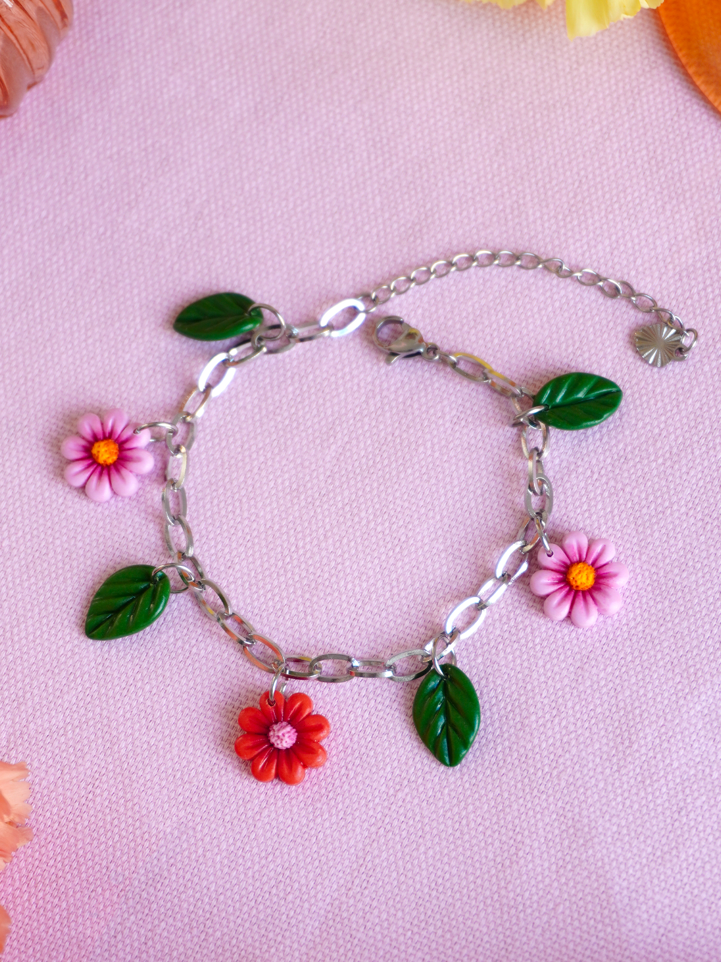 Bracelet fleurs & feuilles
