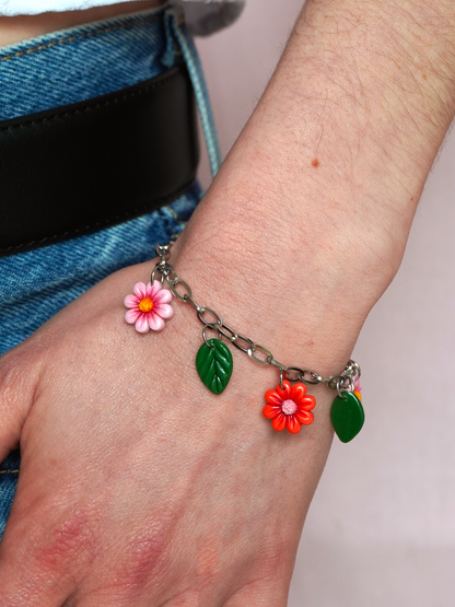 Bracelet fleurs & feuilles