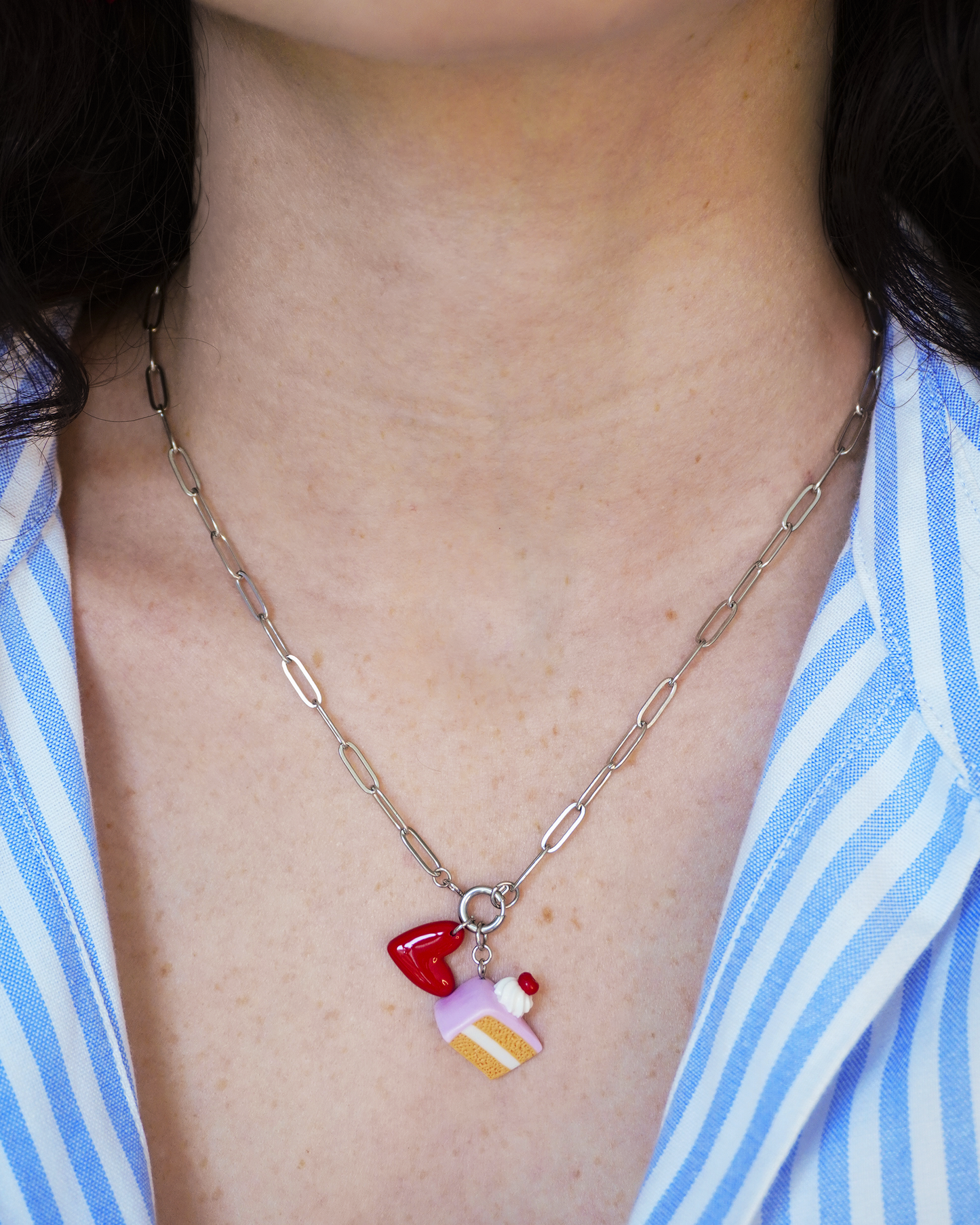 Collier Camélia argenté - interchangeable