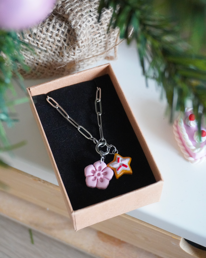 Collier Camélia argenté - interchangeable