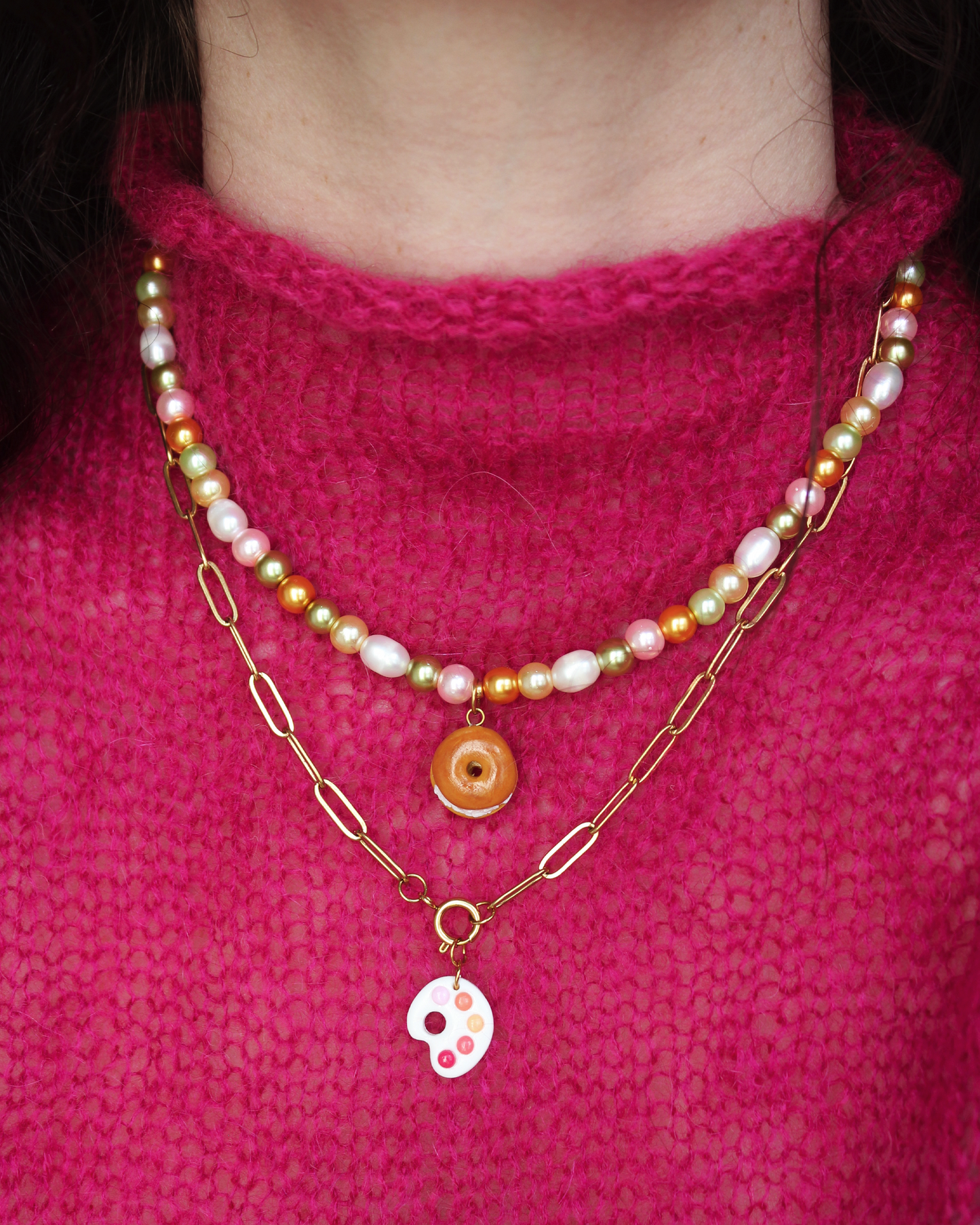 Collier Camélia doré - interchangeable