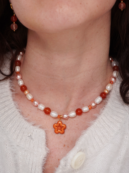 Collier fleur orange