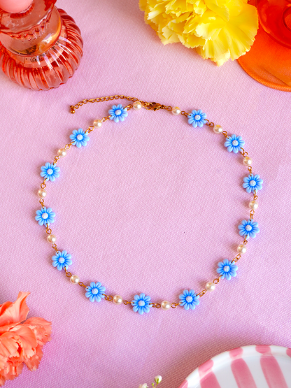 Collier Flowers - bleu