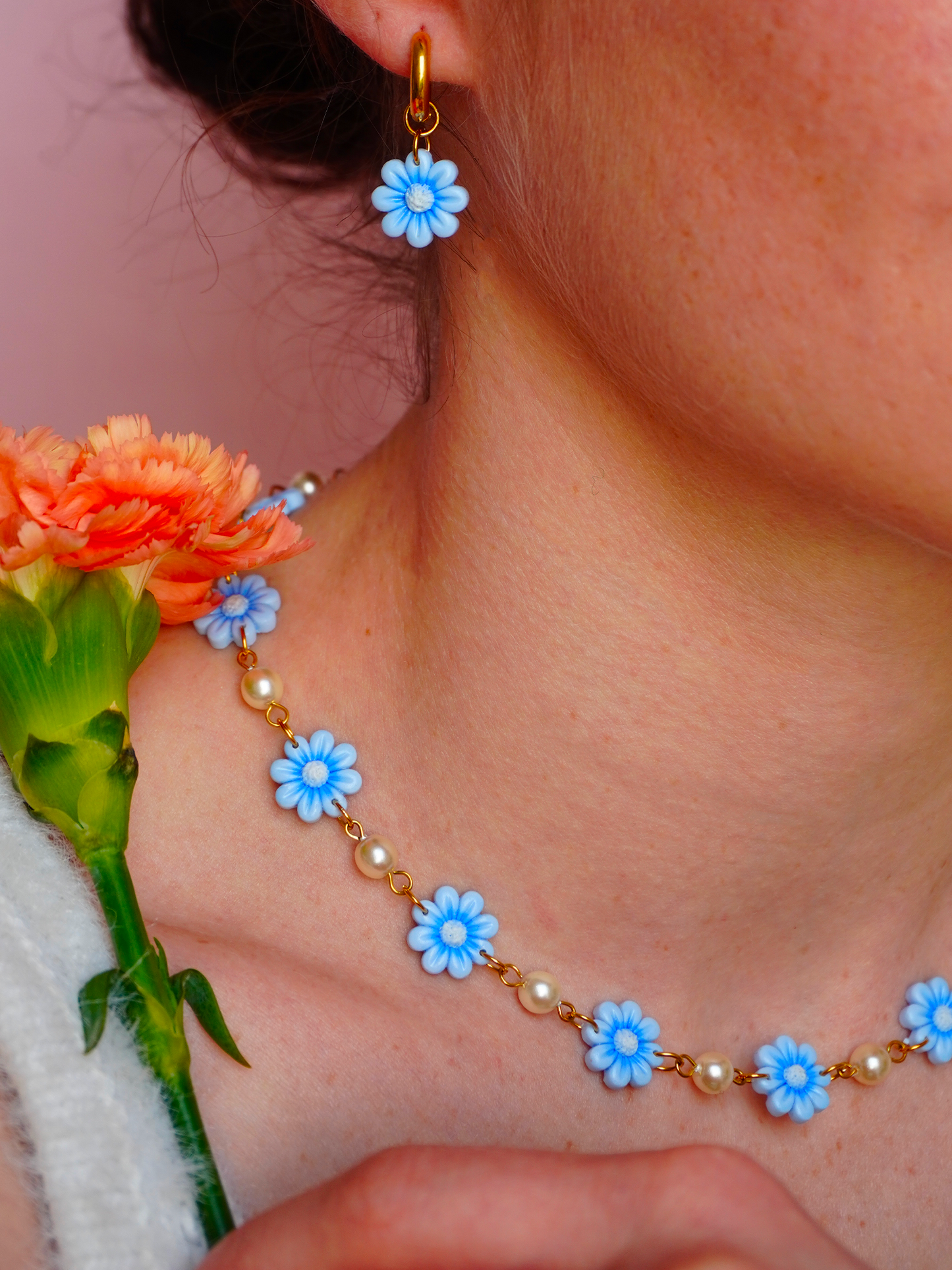 Collier Flowers - bleu