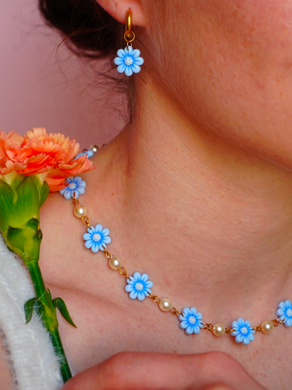 Collier Flowers - bleu
