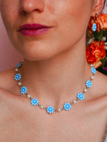 Collier Flowers - bleu