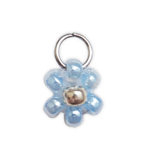 Fleur perles bleues