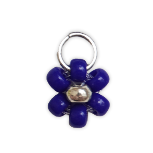 Fleur perles bleue roi