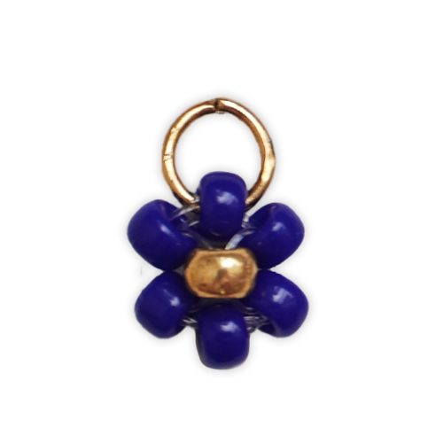 Fleur perles bleue roi