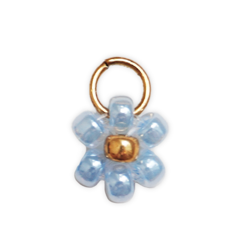 Fleur perles bleues