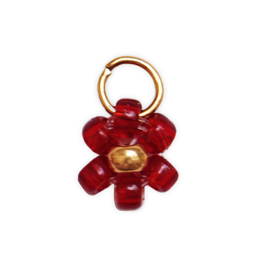 Fleur perles rouges