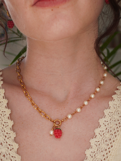Collier interchangeable framboise