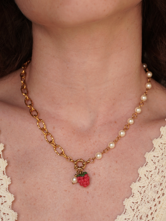 Collier interchangeable framboise
