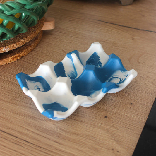 Support à oeufs - bleu marbré