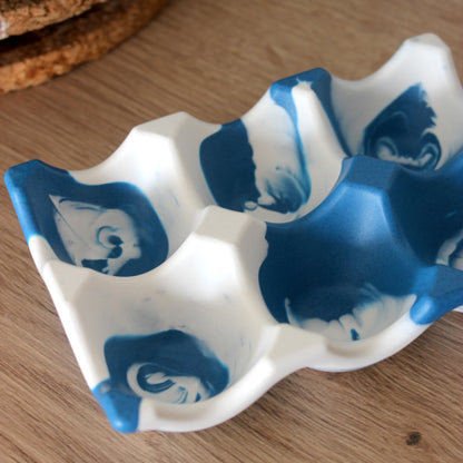 Support à oeufs - bleu marbré