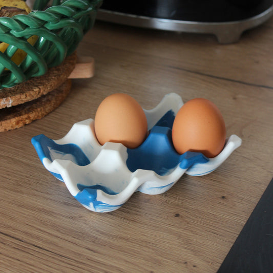 Support à oeufs - bleu marbré