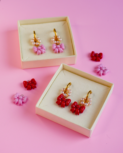 Boucles noeuds rouges - doré et argenté