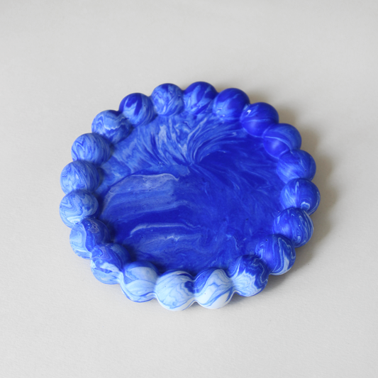 Plateau bulle - marbré bleu