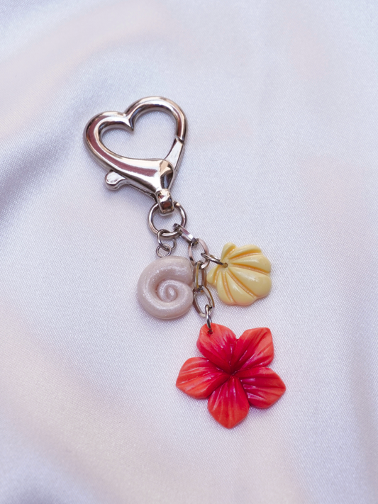 Porte-clés fleur tiaré rose
