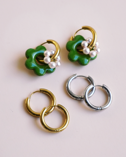 Créoles épaisses  - doré et argenté (paire)