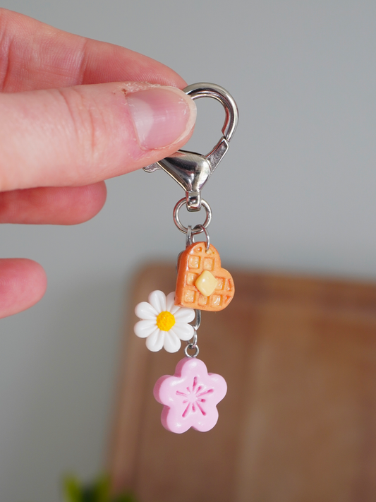 Porte-clés fleur rose