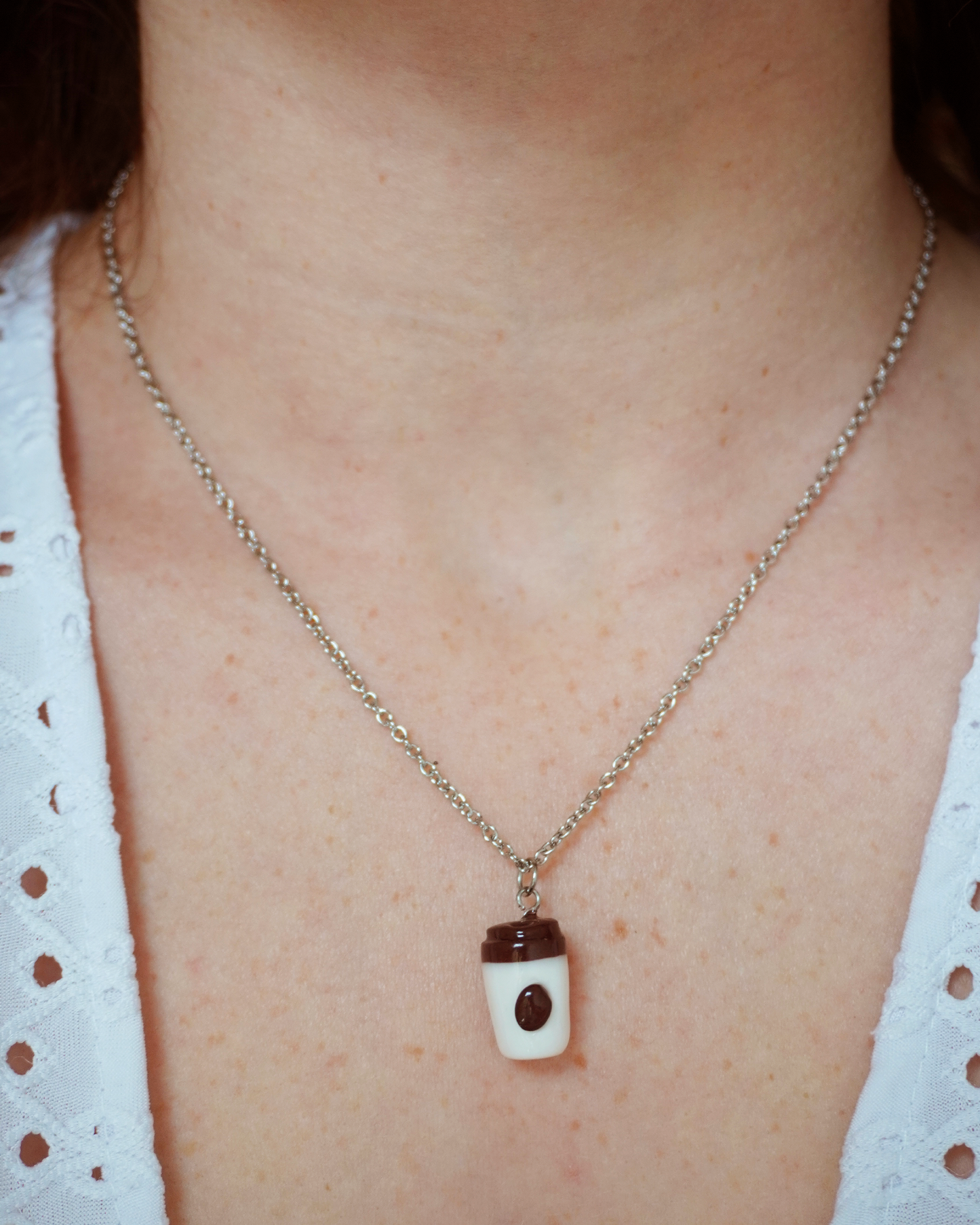 Collier coffee to go argenté