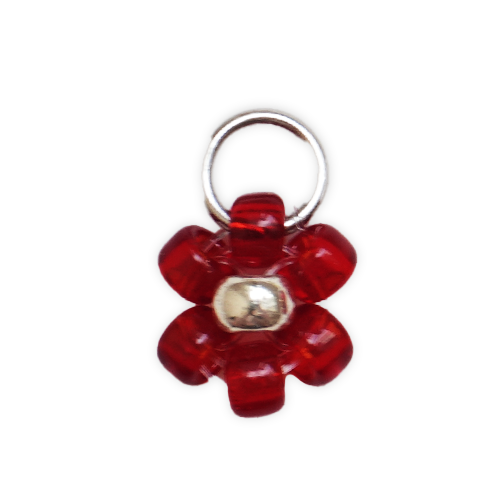 Fleur perles rouges