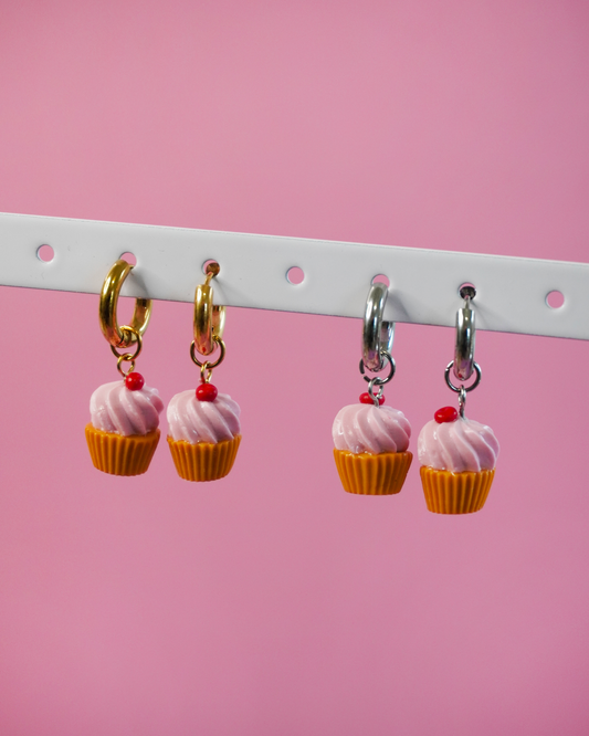 Créoles cupcake rose