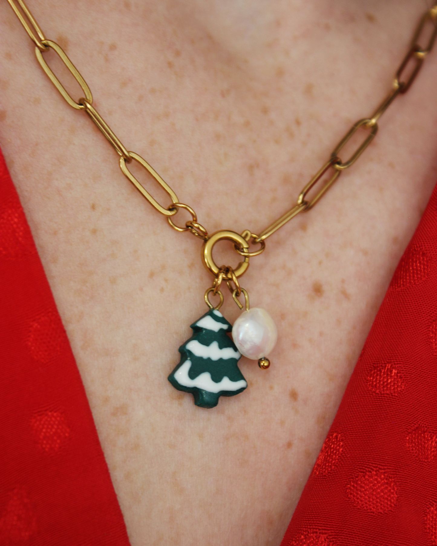 Collier Camélia doré - interchangeable