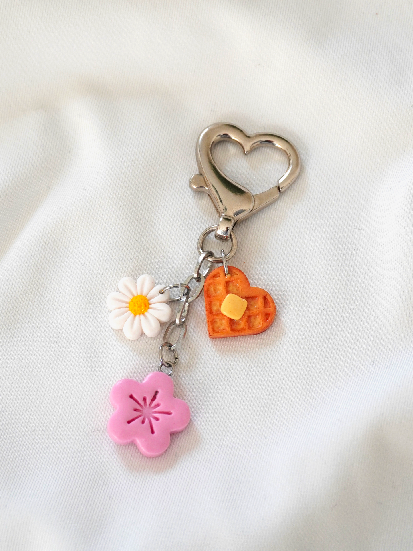 Porte-clés fleur rose