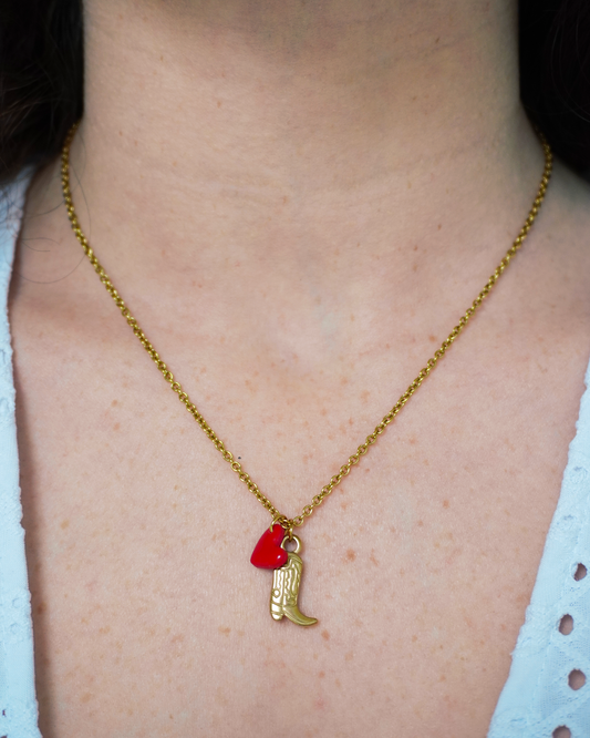 Collier botte et coeur doré