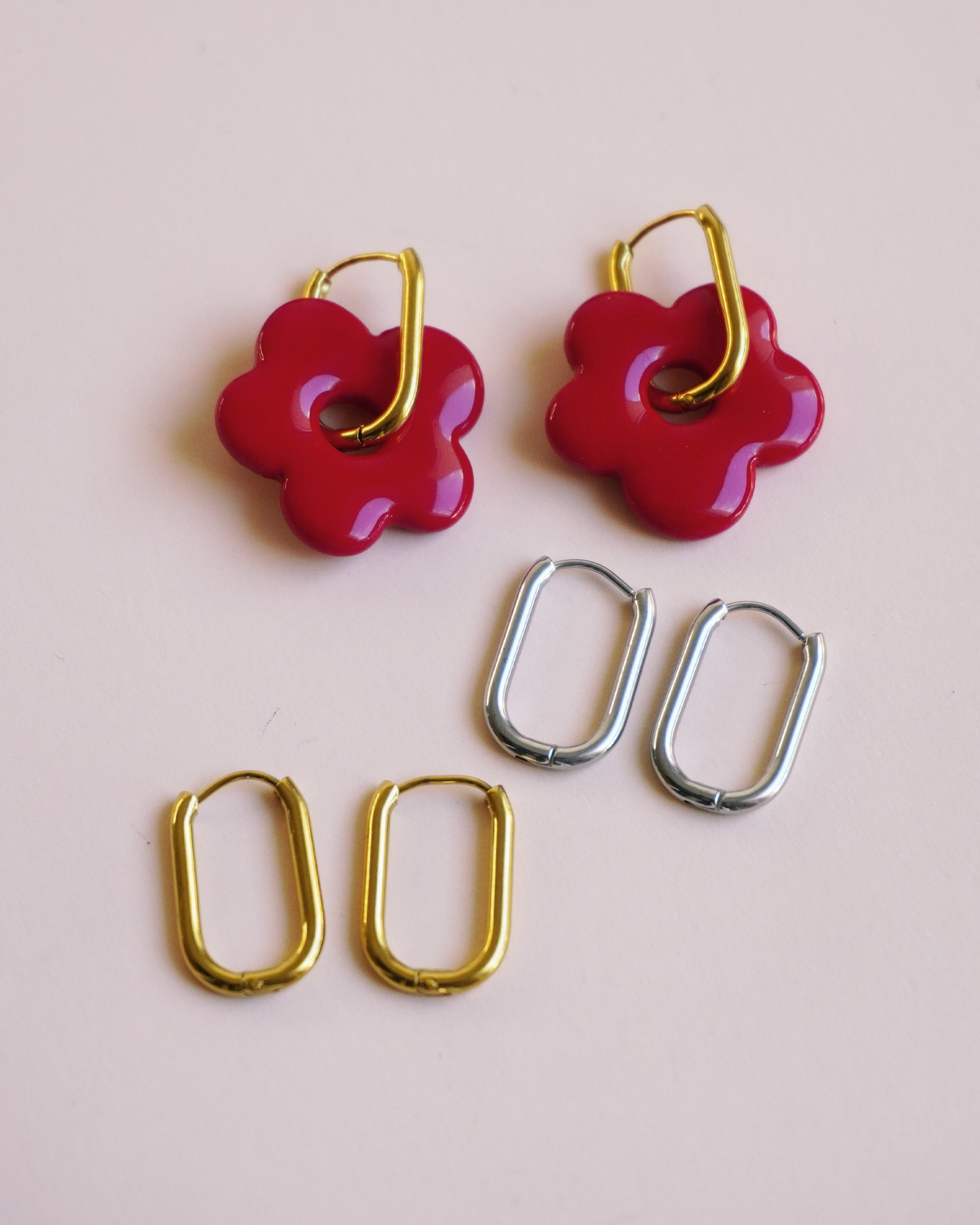 Créoles ovales - doré et argenté (paire)