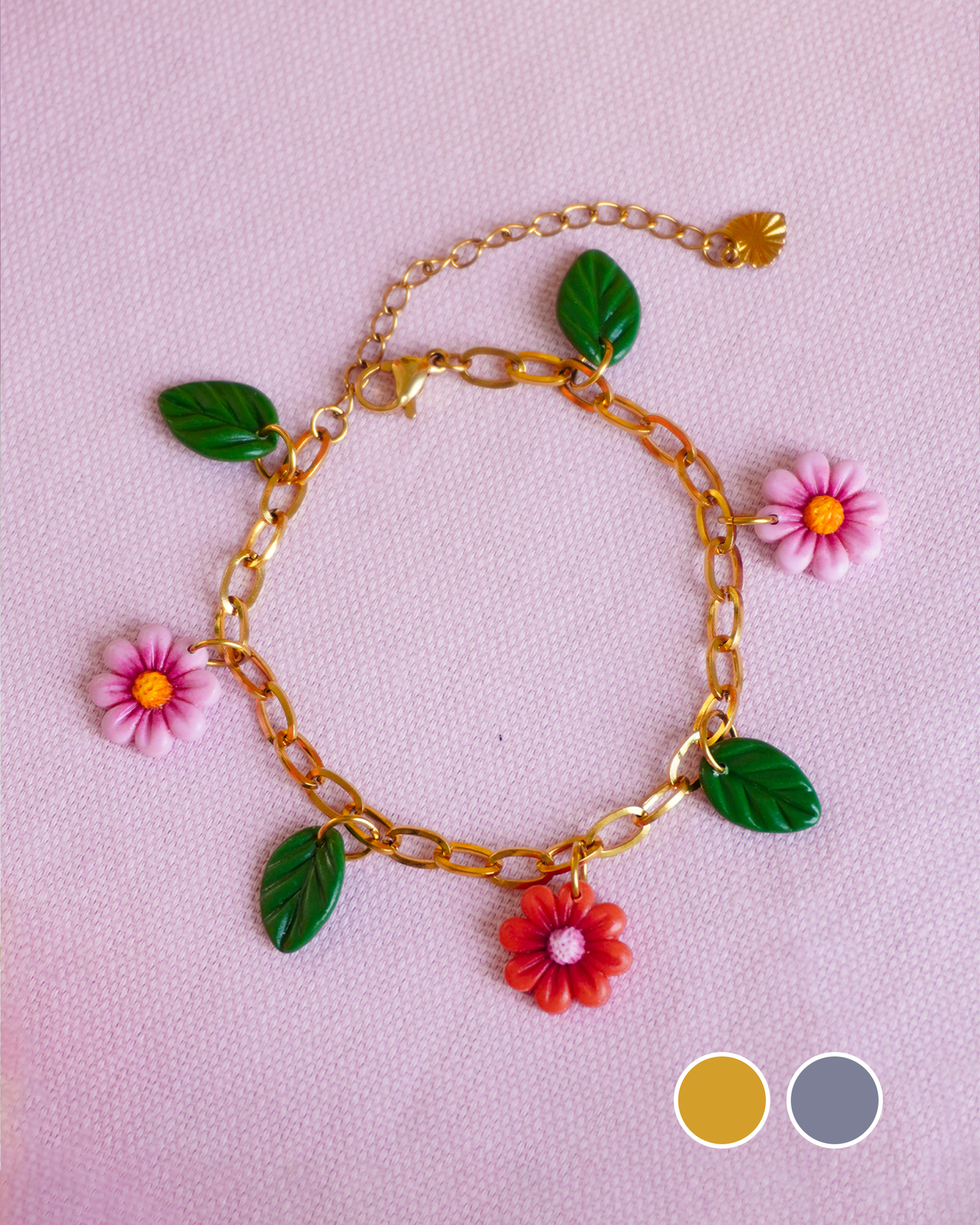 Bracelet fleurs & feuilles